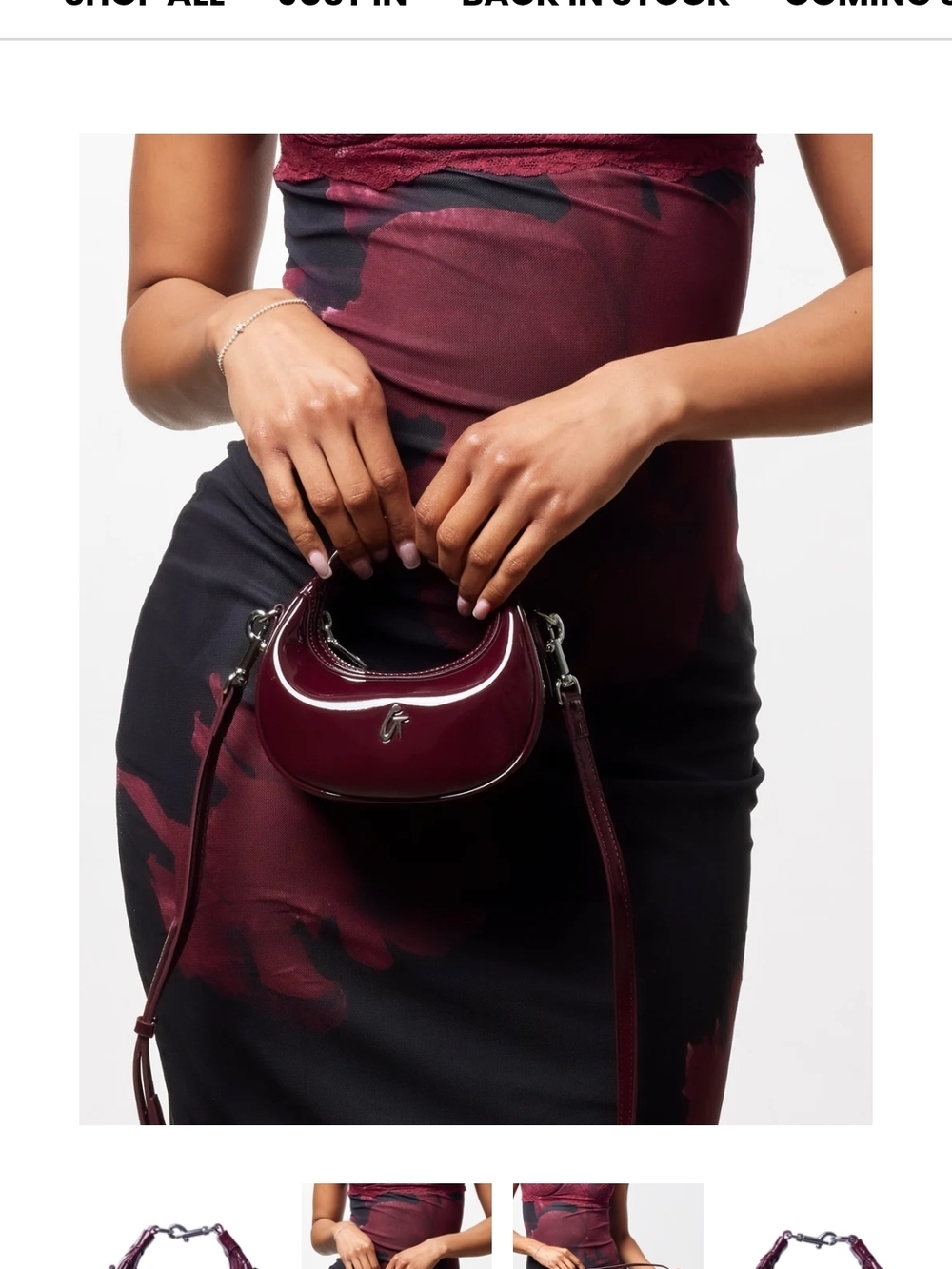 Glossy Burgundy Mini Crossbody Bag with Top Handle